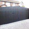 belvedere sliding gate with postbox bog oak black